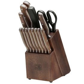 Chicago Cutlery Precision Cut 15-Piece Kitchen Knife Set with Wood Block, Kitchen Shears, and Sharpening Steel