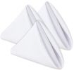 24 Pack White 100% Polyester Soft Durable Washable Cloth Table Napkins 17x17 Inch Great for Restaurants Dinners and Parties