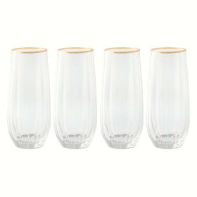 Thyme & Table 4-Piece Scalloped Stemless Flute Glass Set