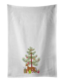 NEW Ibizan Hound Christmas Tree Kitchen Towel Set of 2 White Dish Towels Decorative Bathroom Hand towel for Hand, Face, Hair, Yoga, Tea, Dishcloth