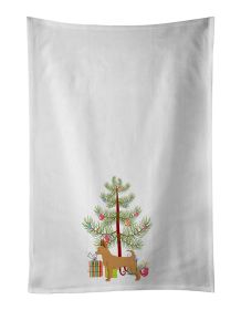 NEW Tan Chion Christmas Tree Kitchen Towel Set of 2 White Dish Towels Decorative Bathroom Hand towel for Hand, Face, Hair, Yoga, Tea, Dishcloth