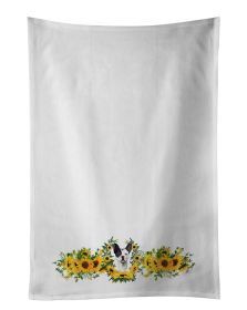 NEW Black White French Bulldog in Sunflowers Kitchen Towel Set of 2 White Dish Towels Decorative Bathroom Hand towel for Hand, Face, Hair, Yoga, Tea