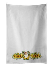 NEW Sheltie in Sunflowers Kitchen Towel Set of 2 White Dish Towels Decorative Bathroom Hand towel for Hand, Face, Hair, Yoga, Tea, Dishcloth, 19 X 28"