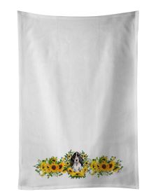 NEW Black Parti Cocker Spaniel in Sunflowers Kitchen Towel Set of 2 White Dish Towels Decorative Bathroom Hand towel for Hand, Face, Hair, Yoga, Tea