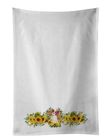 NEW Blenheim Cavalier Spaniel in Sunflowers Kitchen Towel Set of 2 White Dish Towels Decorative Bathroom Hand towel for Hand, Face, Hair, Yoga, Tea