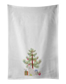 NEW Danish Spitz Christmas Tree Kitchen Towel Set of 2 White Dish Towels Decorative Bathroom Hand towel for Hand, Face, Hair, Yoga, Tea, Dishcloth