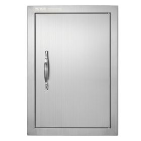 BBQ Access Door, 14W x 20H Inch Single Outdoor Kitchen Door, Stainless Steel Flush Mount Door, Wall Vertical Door with Handle, for BBQ Island