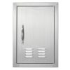 BBQ Access Door, 14W x 20H Inch Single Outdoor Kitchen Door, Stainless Steel Flush Mount Door, Wall Vertical Door with Handle and vents