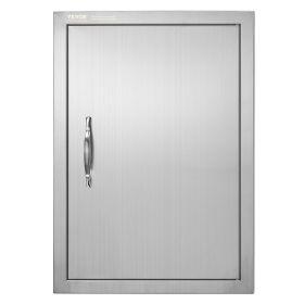 BBQ Access Door, 17W x 24H Inch Single Outdoor Kitchen Door, Stainless Steel Flush Mount Door, Wall Vertical Door with Handle, for BBQ Island