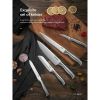 Knife Set, 16-Piece Stainless Steel Kitchen Knife Set with Wood Block, One Piece Design Knife Block Set, Black