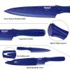 Hecef 5PCS Kitchen Knife Set, Blue Sharp Essential Chef Cooking Knives with Ergonomic Handle