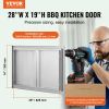 BBQ Access Door, 28W x 19H Inch Double Outdoor Kitchen Door, Stainless Steel Flush Mount Door, Wall Vertical Door with Recessed Handles