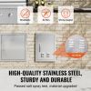 BBQ Access Door, 14W x 20H Inch Single Outdoor Kitchen Door, Stainless Steel Flush Mount Door, Wall Vertical Door with Handle and vents