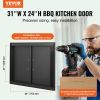 BBQ Access Door, 31W x 24H Inch Double Outdoor Kitchen Door, Cold Plate Flush Mount Door, Wall Vertical Door with Handles, for BBQ Island