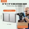 BBQ Access Door, 34W x 19H Inch Double Outdoor Kitchen Door, Stainless Steel Flush Mount Door, Wall Vertical Door with Handles, for BBQ Island