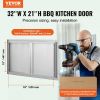 BBQ Access Door, 36W x 21H Inch Double Outdoor Kitchen Door, Stainless Steel Flush Mount Door, Wall Vertical Door with Recessed Handles