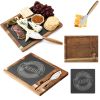 Hecef Cheese Board with Removable Black Slate and Cutlery Knife, Charcuterie Serving Platter