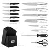 Hecef 15-Piece Kitchen Knife Set with Block, Razor Sharp Japanese Damascus Pattern Professional Chef Knife Set