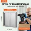 BBQ Access Door, 26W x 24H Inch Double Outdoor Kitchen Door, Stainless Steel Flush Mount Door, Wall Vertical Door with Recessed Handles