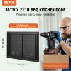 BBQ Access Door, 30W x 21H Inch Double Outdoor Kitchen Door, Cold Plate Flush Mount Door, Wall Vertical Door with Handles and Ventss, for BBQ Island