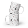 White Glossy Coffee Mugs Luxe with Geometric Design By HadiArts